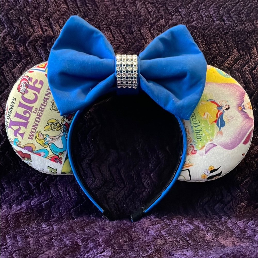 Custom homemade mouse Ears with Blue Bow
